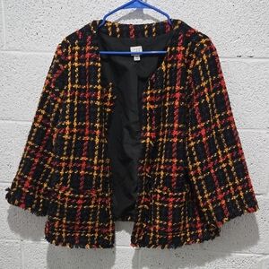 a new day Black and Yellow Plaid Cape Jacket